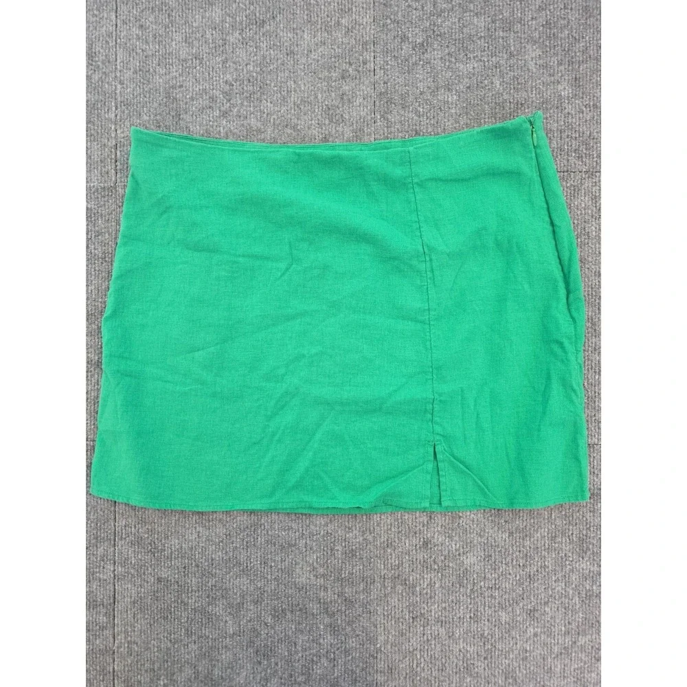 Green Linen Blend Mini Skirt Sz L Euro Summer Minimalist Luxury A New Day Target